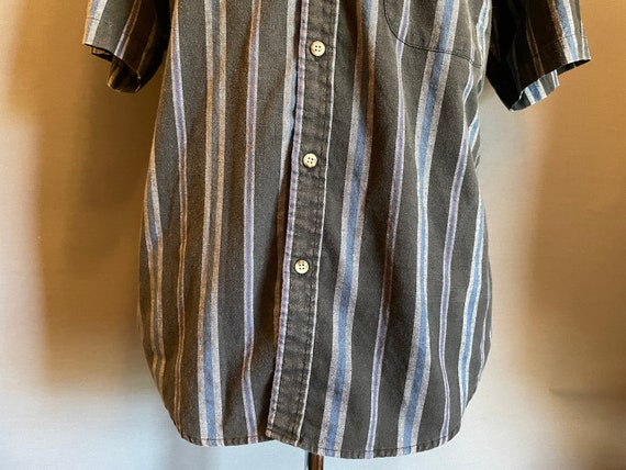 1980s Black/Gray/Blue Striped Men's Cotton Blend … - image 7