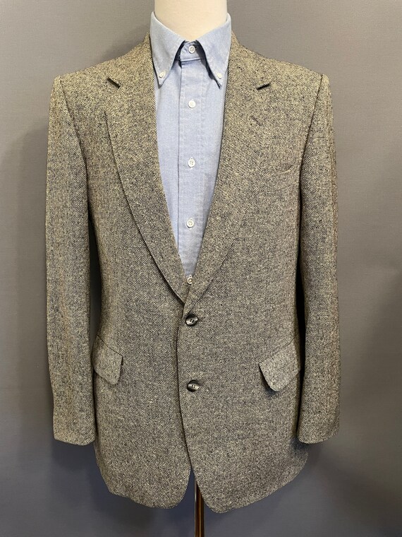 1970s Charcoal/Ivory Check Pattern Men's Donegal … - image 2