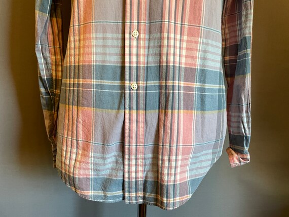 1990s Polo Ralph Lauren Pastel Plaid Men's Long S… - image 8