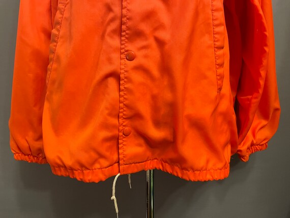 c1970s Bright Orange Nylon Snap Front Windbreaker… - image 4