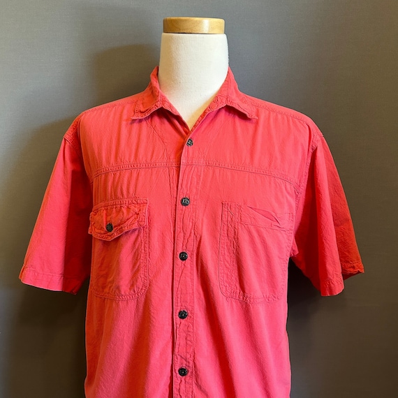 1980s Tomato Red Unisex Short Sleeve Cotton Garme… - image 1