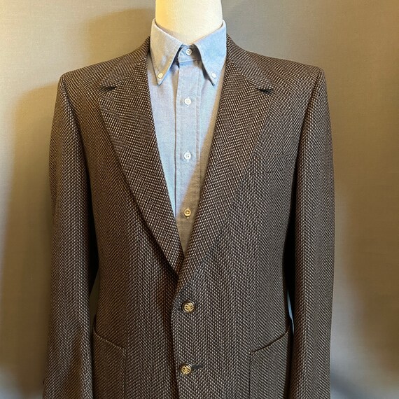 1970s Two-Tone Brown Men's Tweed 2-Button Blazer … - image 1