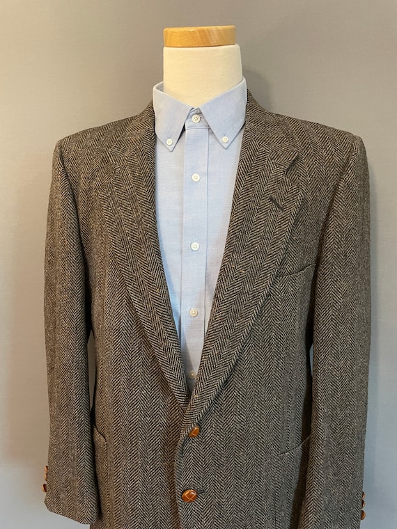 Brown/Black Herringbone Men's 2 Button Tweed Blaze