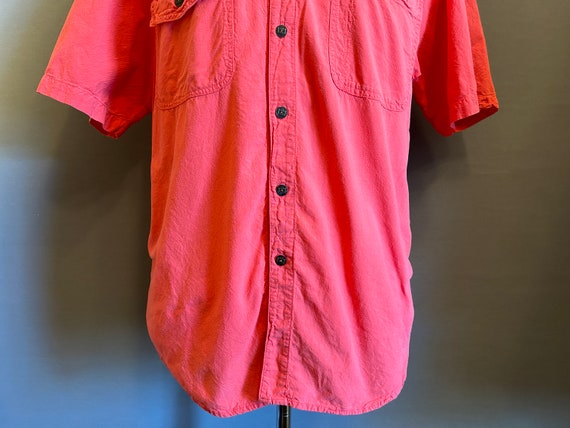 1980s Tomato Red Unisex Short Sleeve Cotton Garme… - image 5