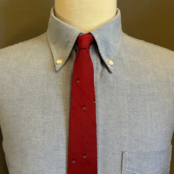 1960s Red/Silver/Black Triangles Pattern Men's Da… - image 1