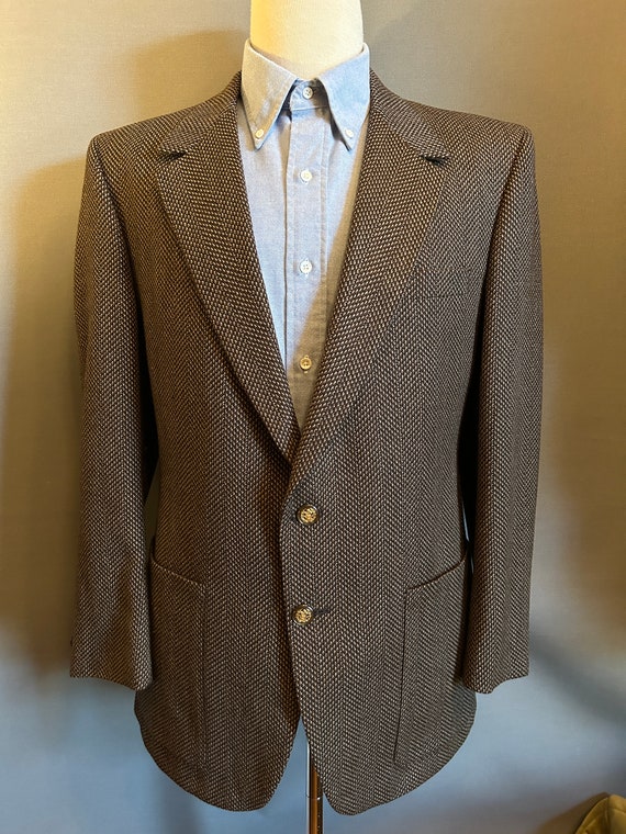 1970s Two-Tone Brown Men's Tweed 2-Button Blazer … - image 2