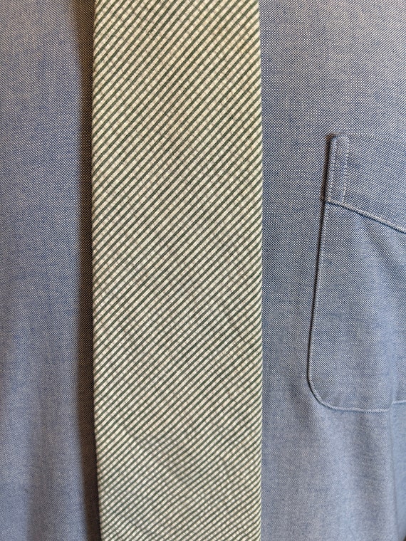 1980s Green + White Seersucker Micro Striped Men'… - image 3