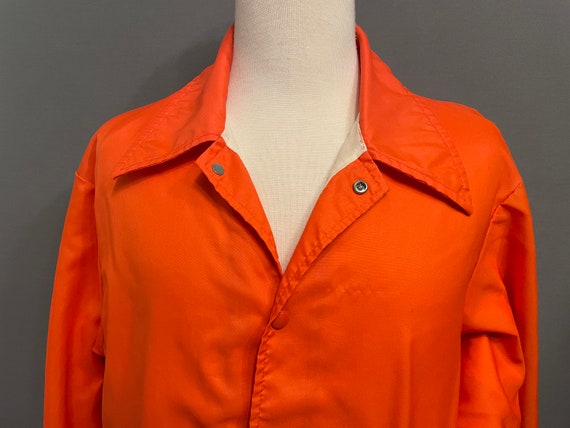 c1970s Bright Orange Nylon Snap Front Windbreaker… - image 2