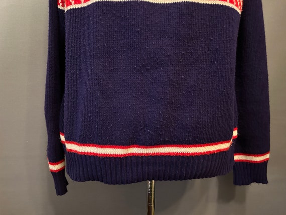 1970s Dark Blue/Red/White Men's Acrylic Ski Sweat… - image 8