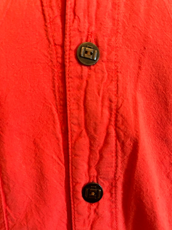 1980s Tomato Red Unisex Short Sleeve Cotton Garme… - image 6