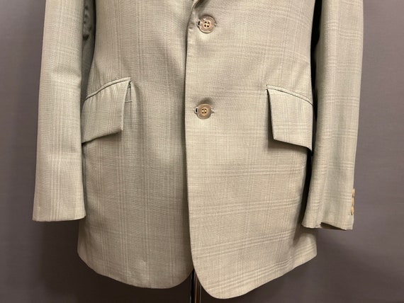 1970s Pale Green + White Plaid Men's Wool Blend 2… - image 6