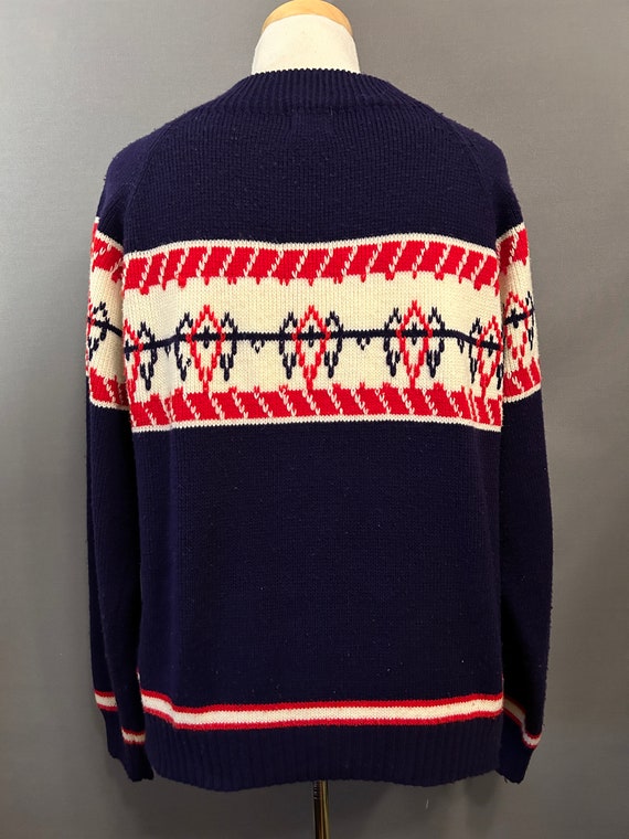 1970s Dark Blue/Red/White Men's Acrylic Ski Sweat… - image 4