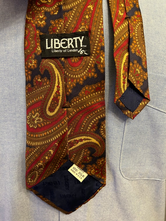 c1980s Liberty of London Italian Silk Charcoal/Go… - image 4