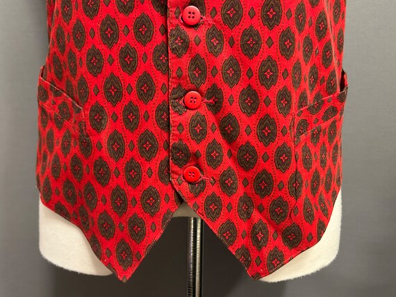 1980s Red Foulard Pattern Micro Corduroy Men's 4 … - image 4
