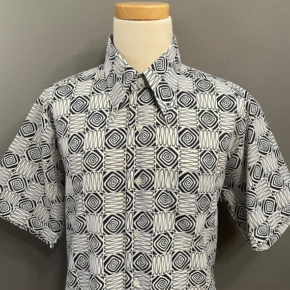 Check Pattern Willow Crepe Short Sleeve Box Shirt Made in USA Men's L size unclear gray type Vintage Second Hand