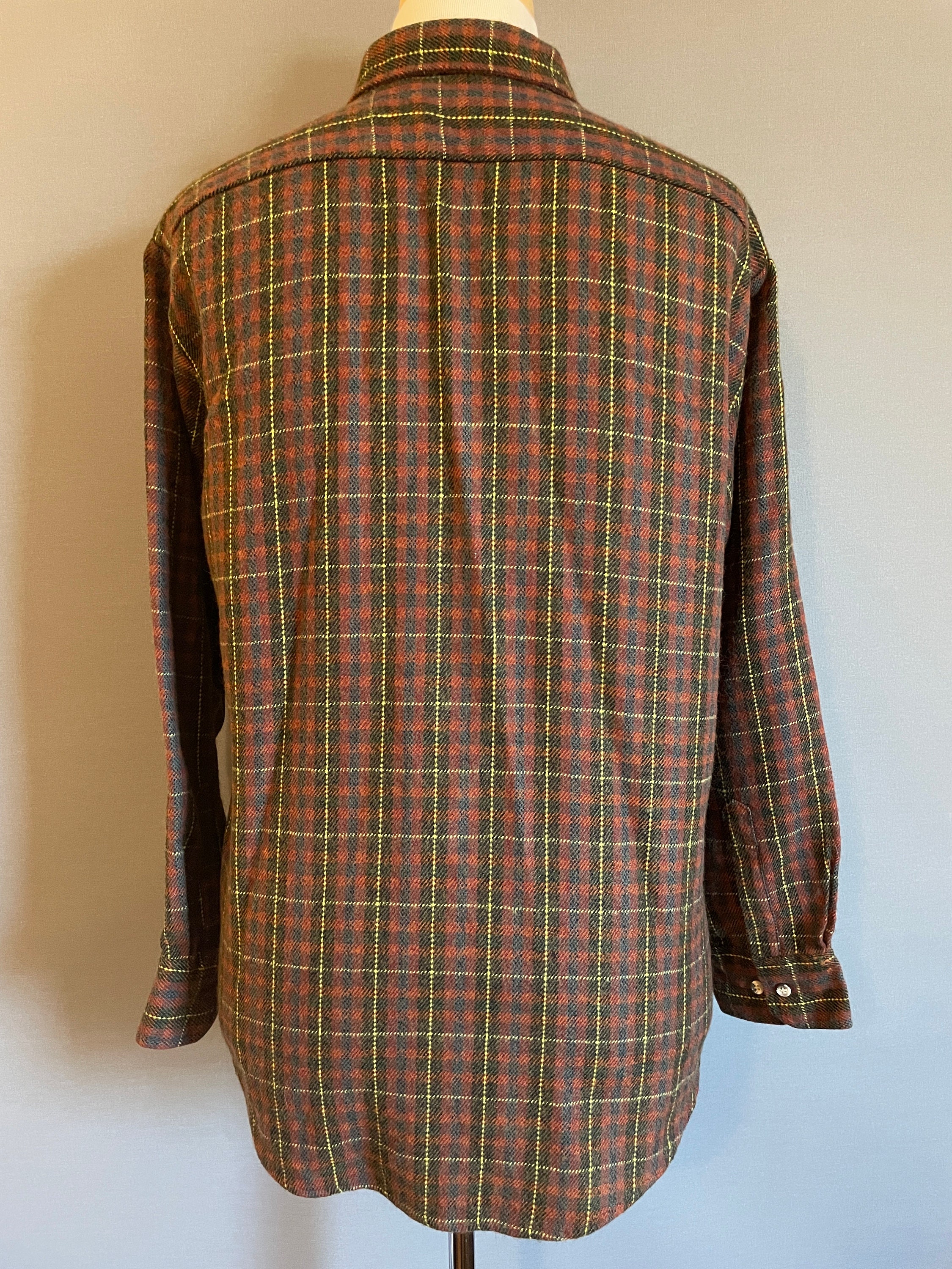 Red/Gold/Navy Plaid Men's Flannel Button-Down Shirt c1980s | Etsy