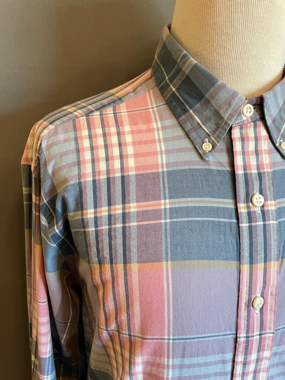 1990s Polo Ralph Lauren Pastel Plaid Men's Long S… - image 4