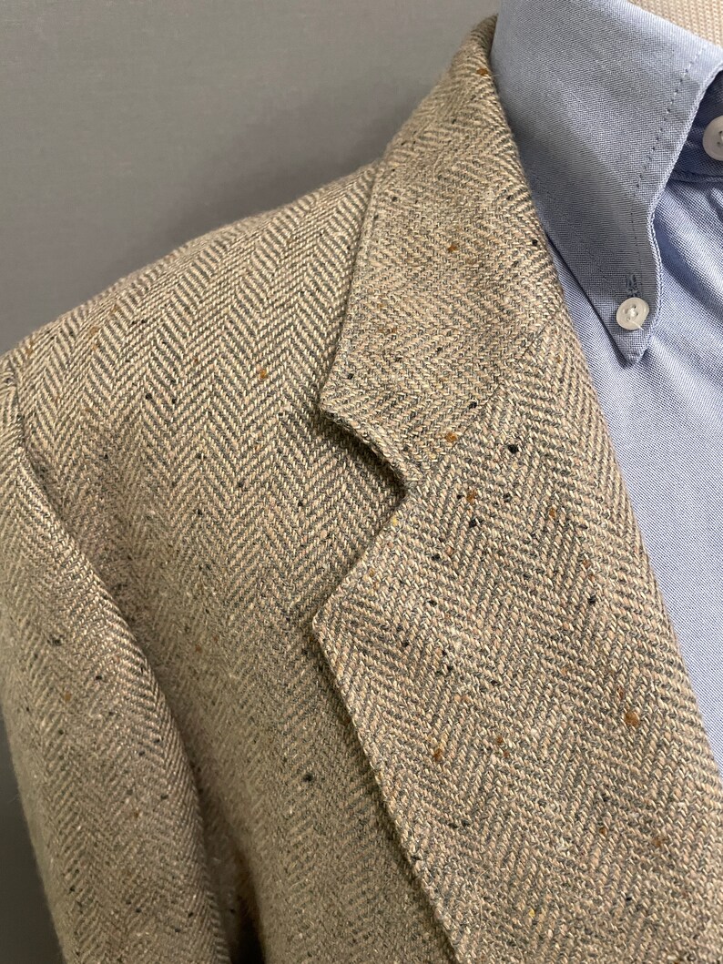 1970s Tan/gray Herringbone Men's 2-button Flecked Tweed - Etsy