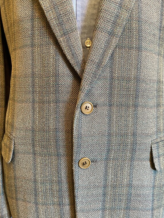 1980s Missoni Uomo Men's Plaid Wool/Linen 3-Butto… - image 7