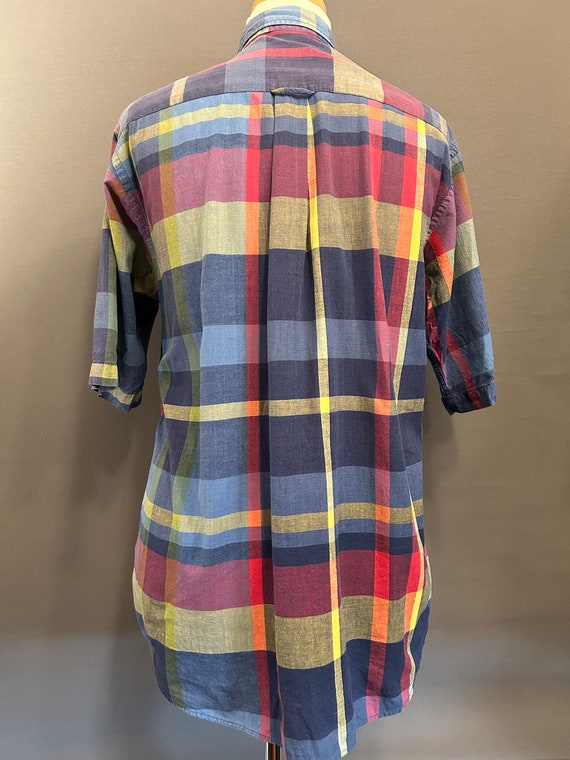 1990s Nautica Plaid Men's Madras Cotton Summer Sh… - image 4