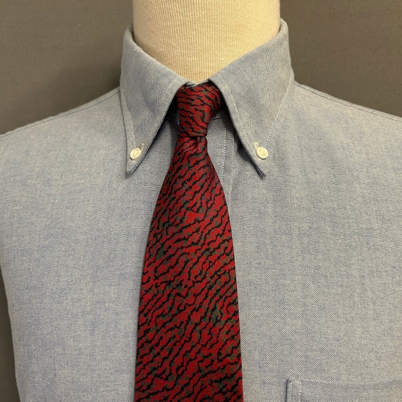 1980s Red/Black/Gray Abstract Pattern Men's Itali… - image 1