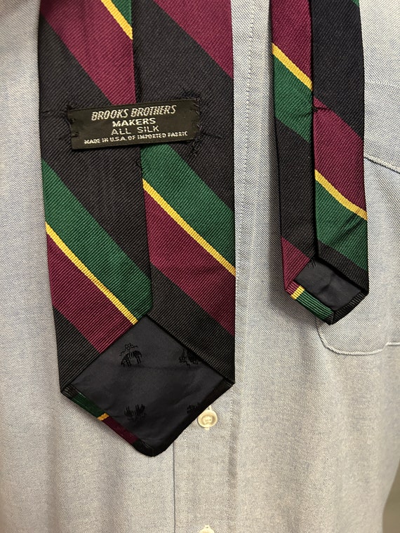 1970s Brooks Brothers Black/Green/Plum/Gold Strip… - image 4