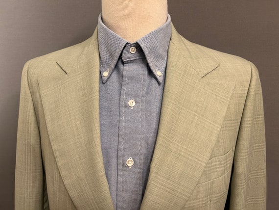 1970s Pale Green + White Plaid Men's Wool Blend 2… - image 2