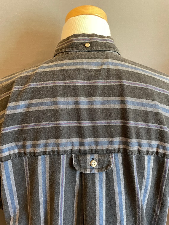 1980s Black/Gray/Blue Striped Men's Cotton Blend … - image 9
