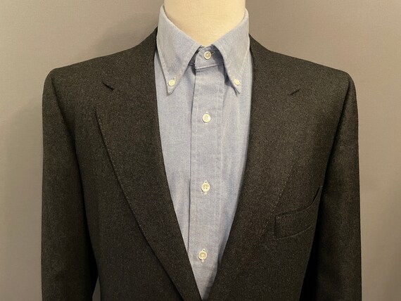 1970s Lanvin Men's Wool Flannel 2-Button Blazer -… - image 2