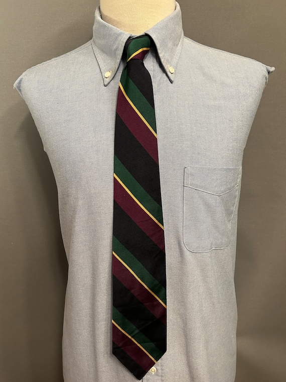 1970s Brooks Brothers Black/Green/Plum/Gold Strip… - image 2