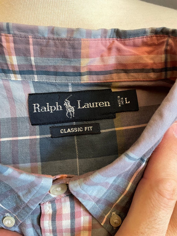 1990s Polo Ralph Lauren Pastel Plaid Men's Long S… - image 10