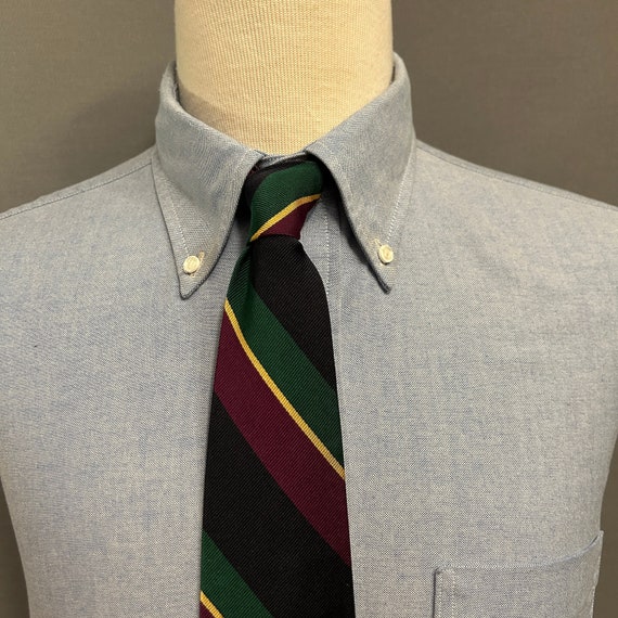 1970s Brooks Brothers Black/Green/Plum/Gold Strip… - image 1