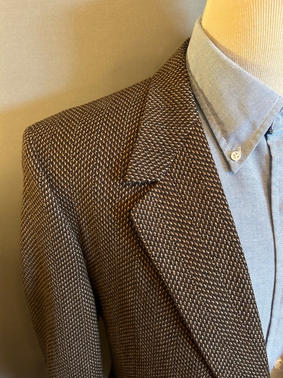 1970s Two-Tone Brown Men's Tweed 2-Button Blazer … - image 3