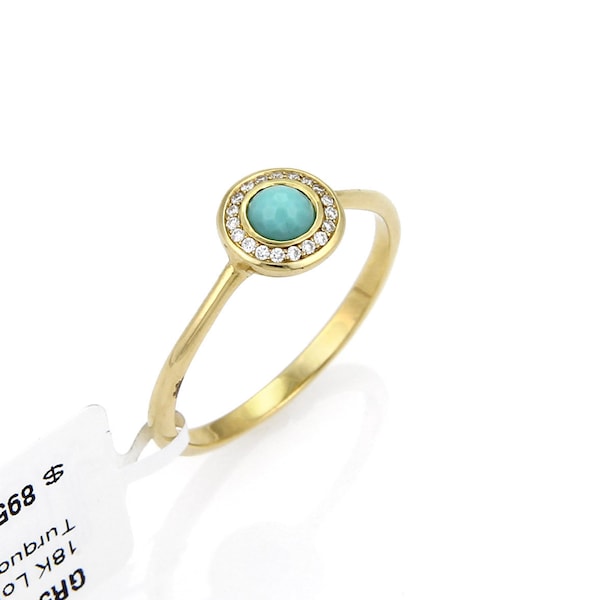 21353 - Ippolita Lollipop Turquoise & Diamond 18k Yellow Gold Mini Ring