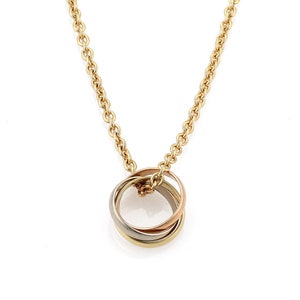 20468 - Cartier Trinity 18k Tri-Color Gold Ring Pendant on Chain w/Paper