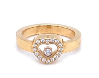 24530 - Chopard Happy Diamond 18k Yellow Gold Diamond Heart Bezel Ring