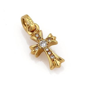 22009 - Chrome Hearts Diamond 22k Gold Mini Cross Pendant - Etsy