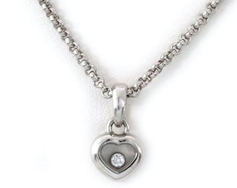 18789 - Chopard Happy Diamond Heart 18k White Gold Pendant Necklace