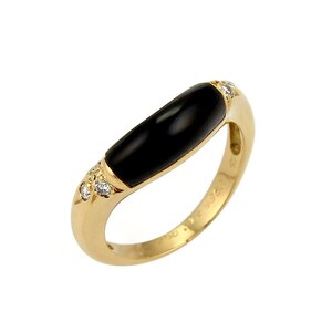 20677 - Cartier Diamond & Onyx 18k Yellow Gold Stack Band Ring