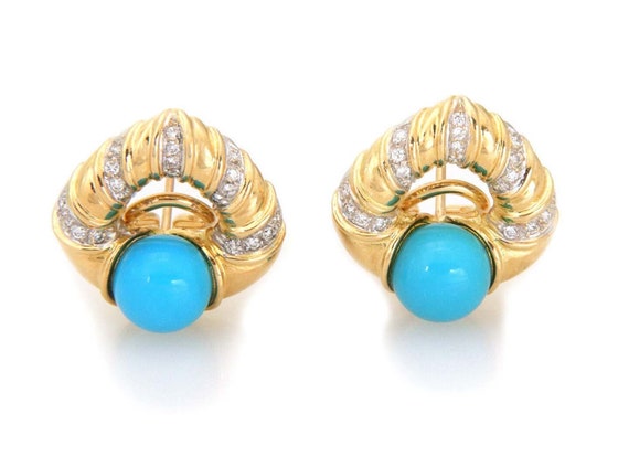 26224 - Antonini Diamond Turquoise 18k Yellow Gol… - image 1