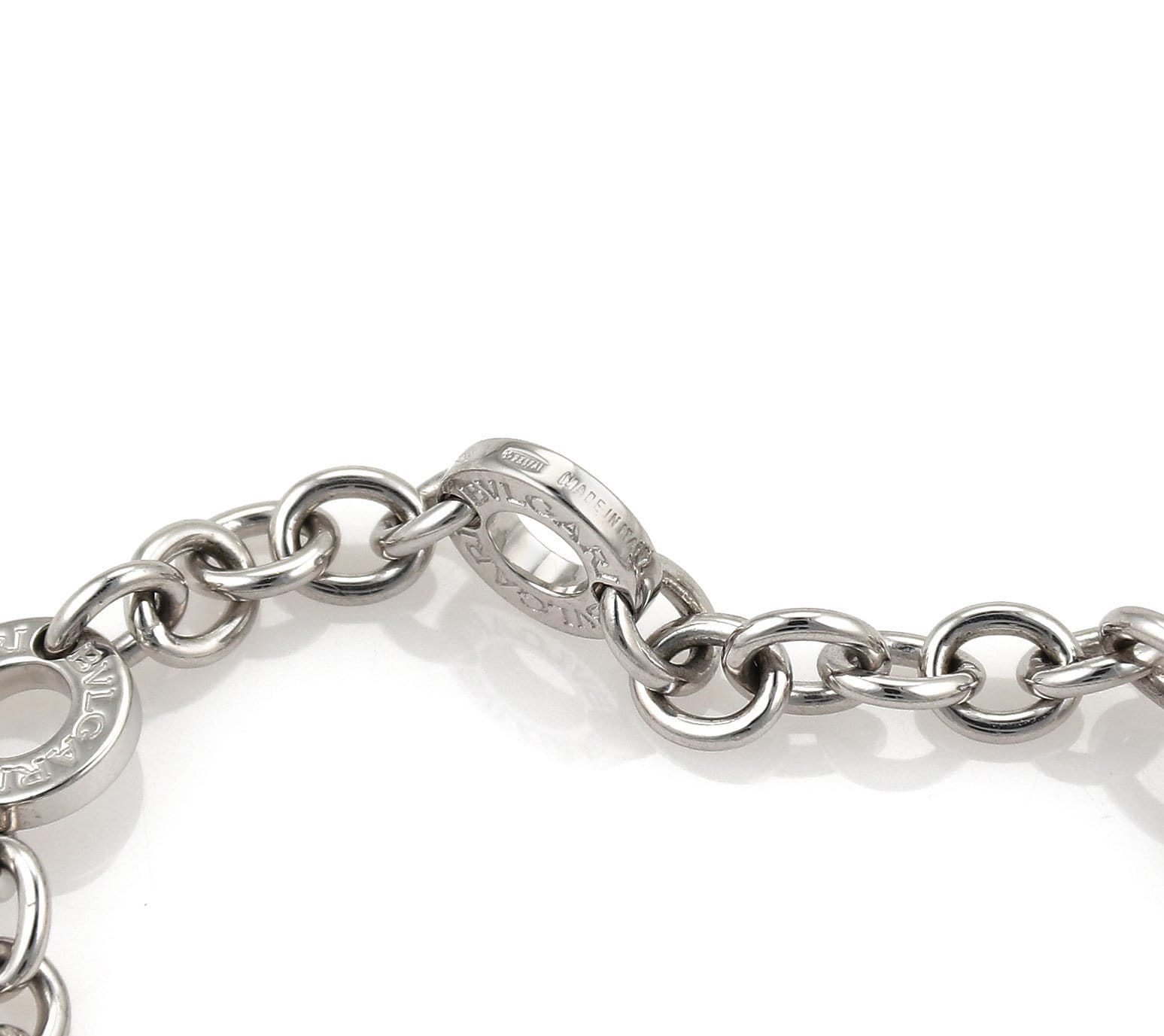 22160 - Bvlgari 18k White Gold 6 Engraved Circle Link Chain
