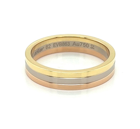 25746 - Cartier Vendome Tri-color Gold Band Ring - 18k Gold, Size