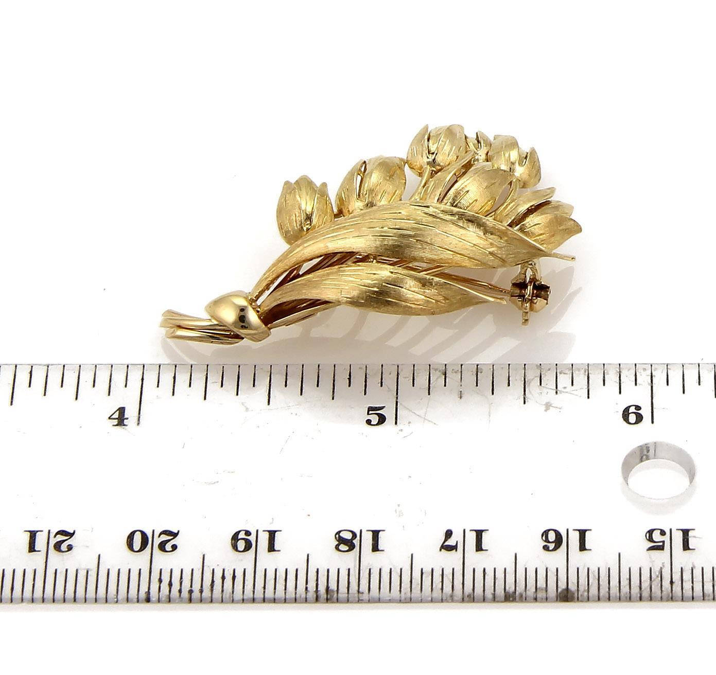 19019 - Tiffany & Co. Tulip Flowers Bouquet 18k Yellow Gold Brooch