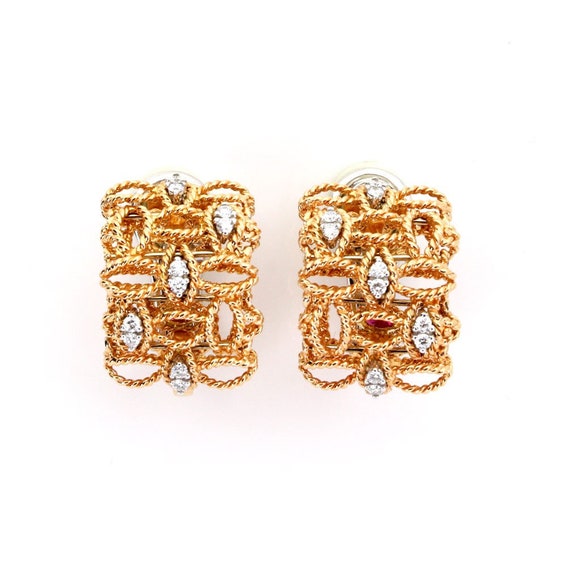 Buy 23629. Roberto Coin Barocco Diamond 18k Rose Gold Fancy Leaf Design Post Clip Earrings Online in India Etsy