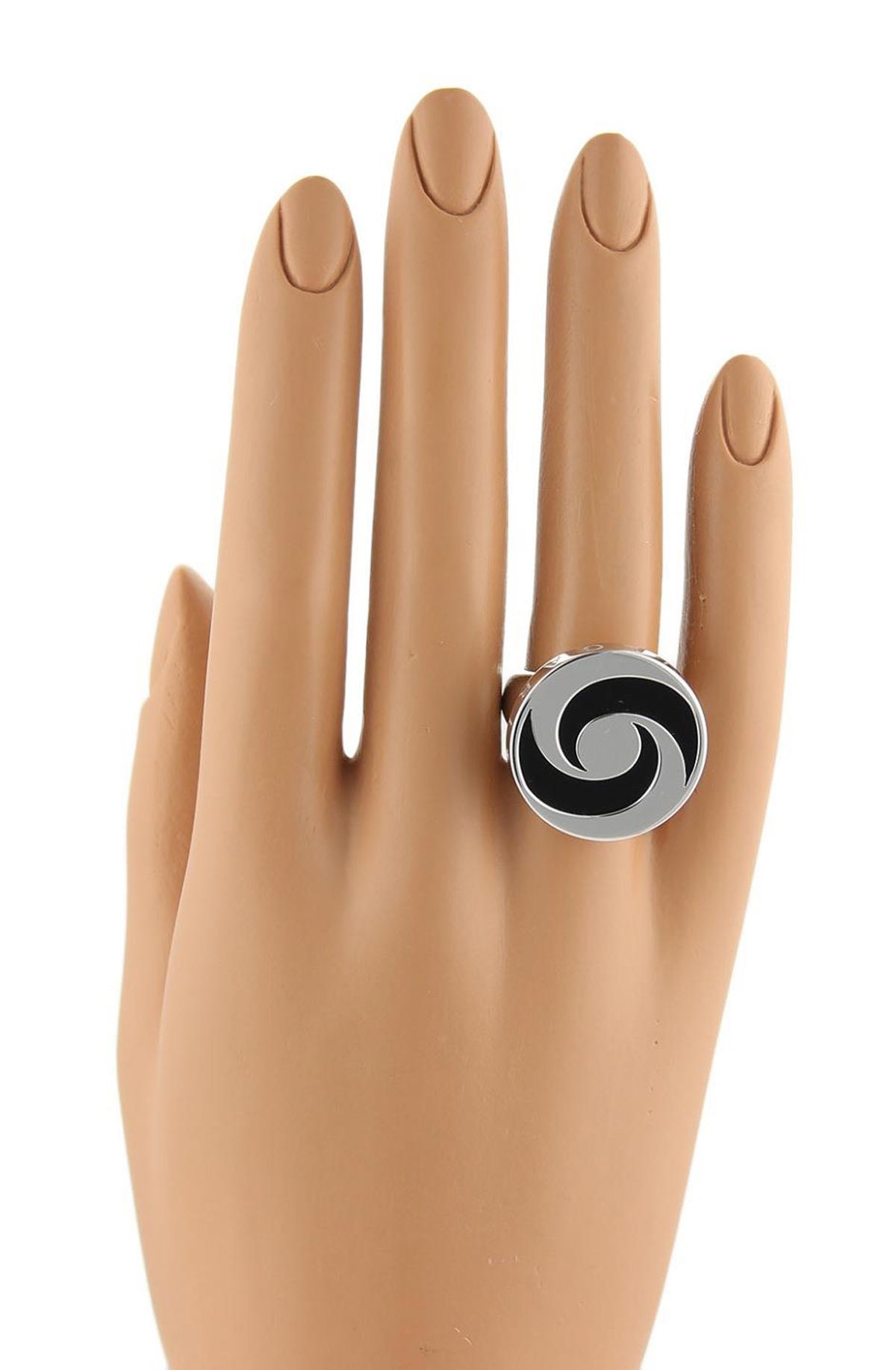 16131 - Bvlgari Onyx Spinning Optical 18k White Gold & Stainless