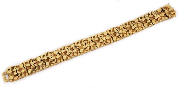 24469 - Wide Nugget 14k Yellow Gold Link Bracelet - image 4