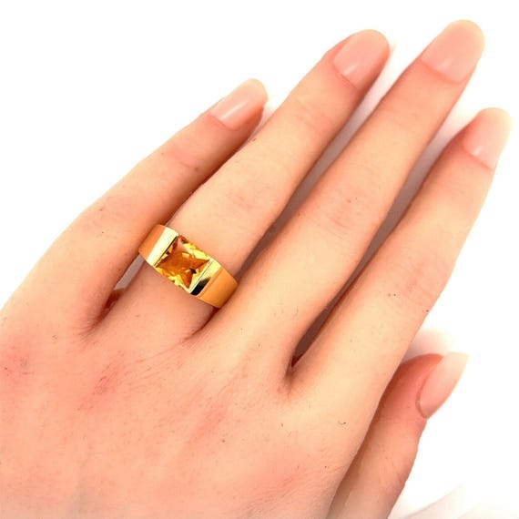 27929 - Cartier Large Tank Citrine 18k Yellow Gold Square Top Ring
