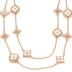 Louis Vuitton Flower Gold Tone Station Necklace Louis Vuitton