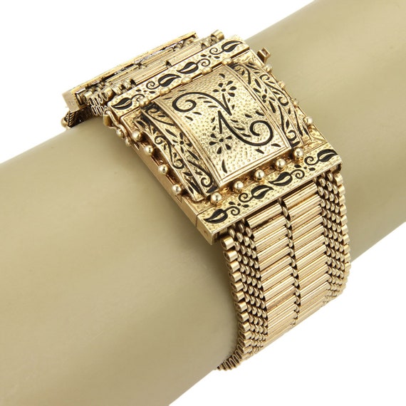 15016 - Hidden Watch 14k Yellow Gold Enamel Wide … - image 2