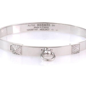 Authentic! Hermes Nausicaa 18K White Gold Diamond Horsebit Authentic! Hermes Nausicaa 18K White Gold Diamond Horsebit